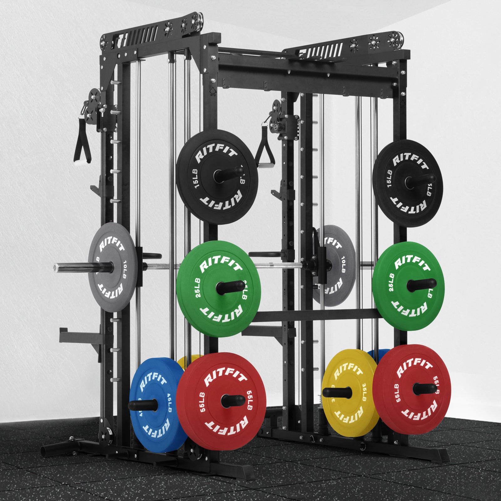 RitFit M1 PRO set up with colorful weight plates